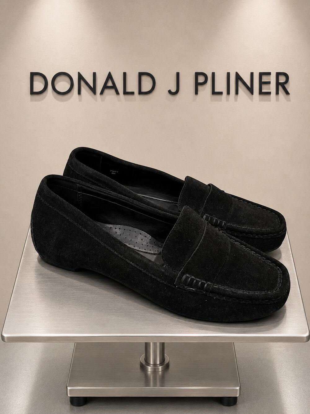 Donald J Pliner Fritt Black Suede Moc Toe Loafers Slip On Flats 9M